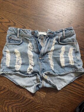 Sandro Light Wash Distressed Denim Shorts